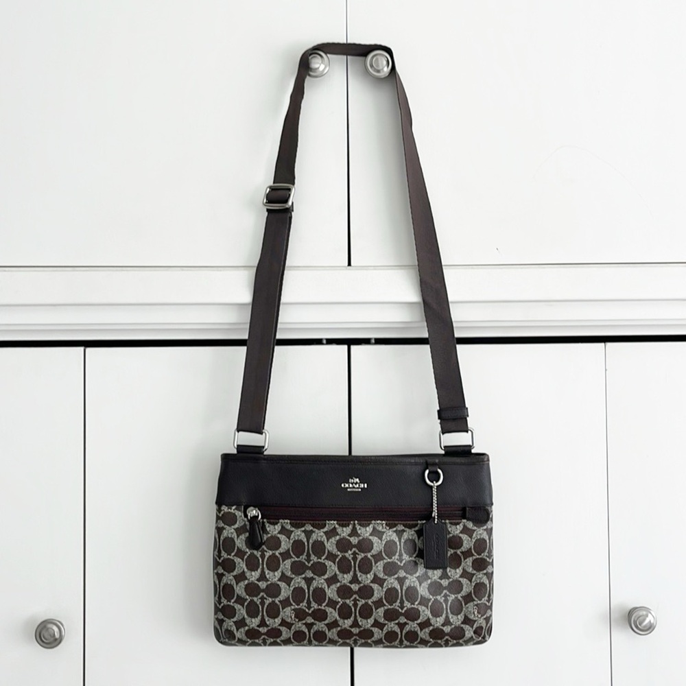 Coach Black and Brown Patterned Crossbody Bag